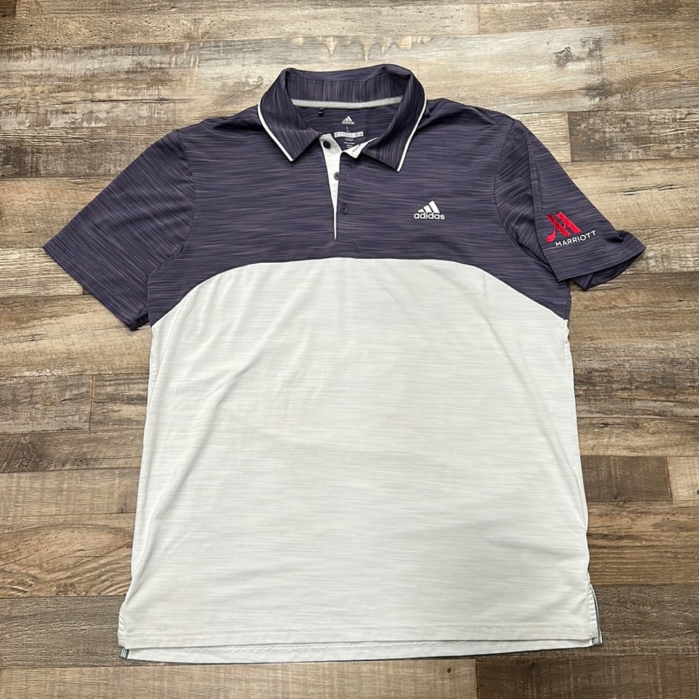 Adidas • color block Marriott polo